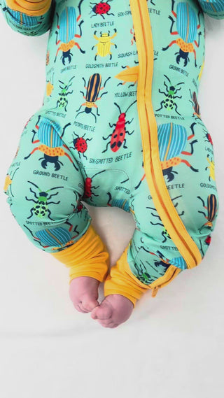 double zip bamboo nature inspired with bugs bamboo onesie