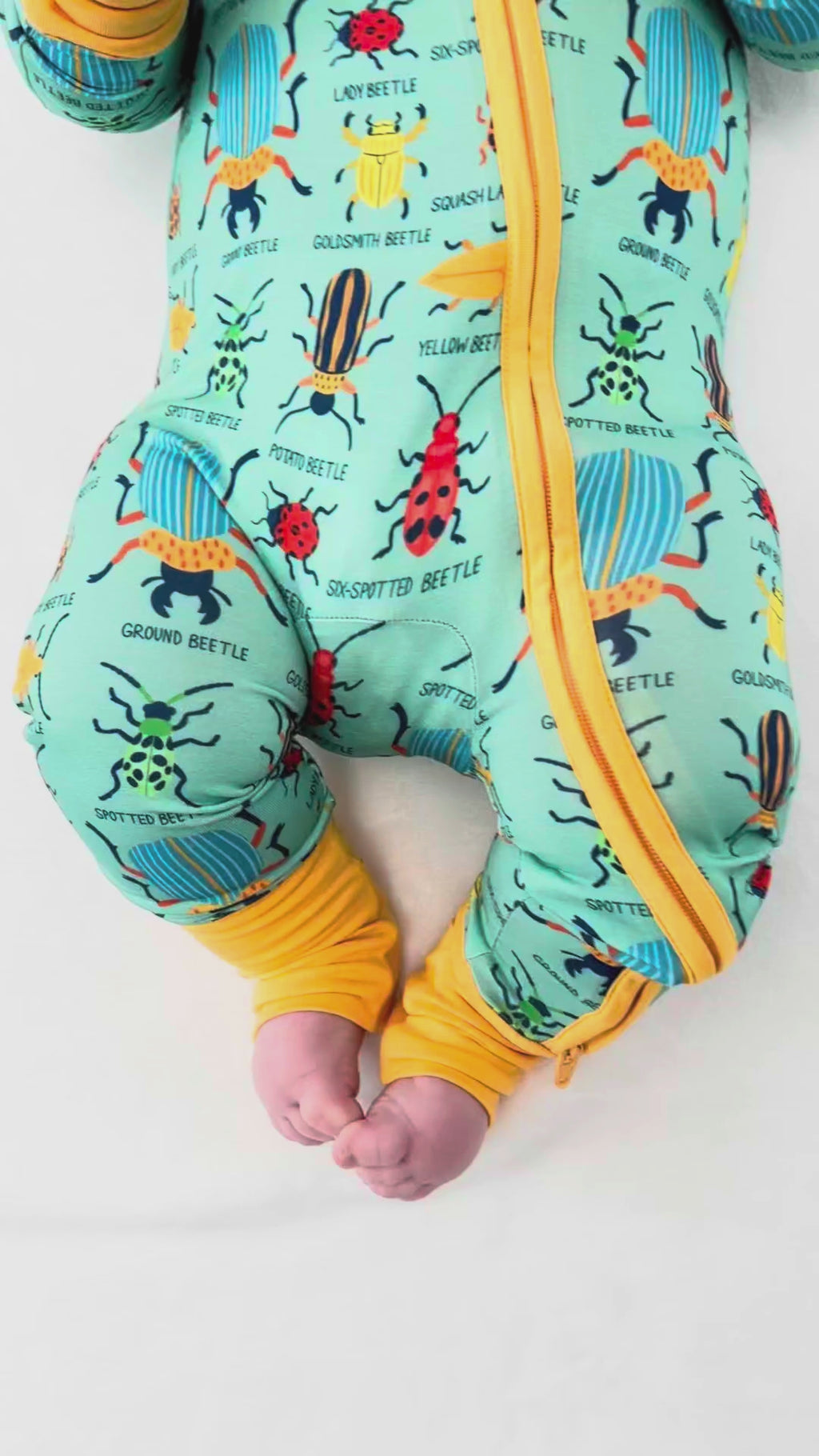 double zip bamboo nature inspired with bugs bamboo onesie