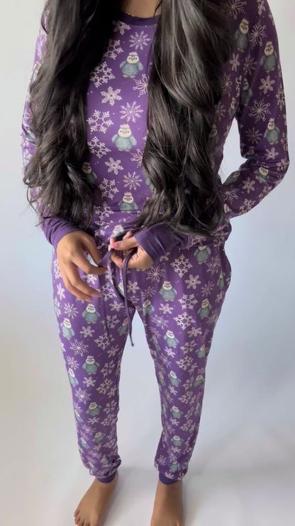 My First Snow Fall: Women 2 Piece Penguin Jogger Pajamas