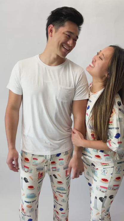 My First Windy City Chicago Women’s Bamboo Pajama Set | Oversized Top & Flare Pants
