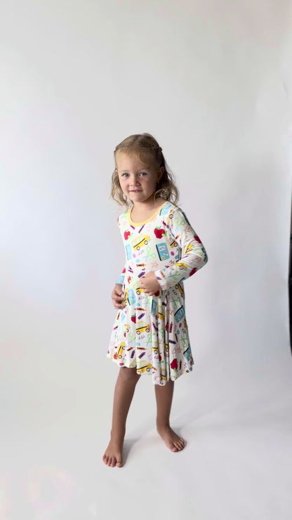 Lets Go To School: Long Sleeve Twirl Dress