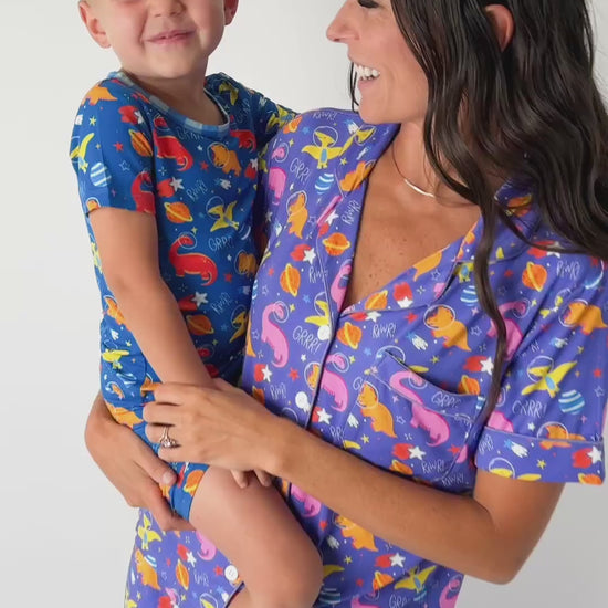 mommy and me mom and son whimsical loungewear short set