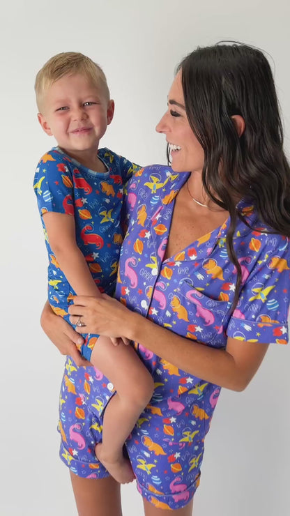 mommy and me mom and son whimsical loungewear short set