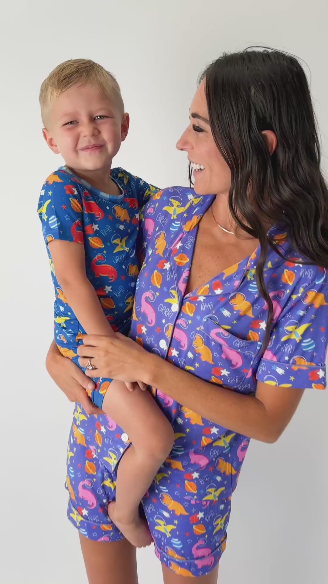 mommy and me mom and son whimsical loungewear short set