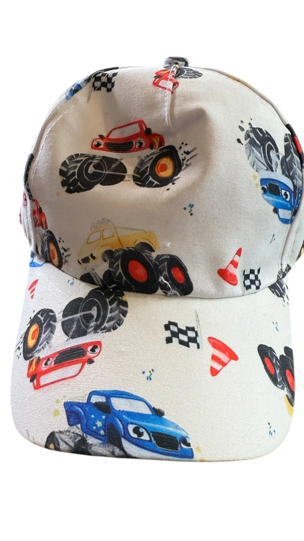 Baseball cap with car pattern on a white background