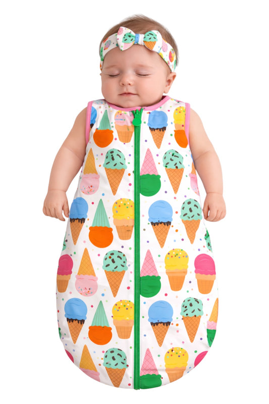 My First Ice Cream Cone Bamboo Sleep Sack | Soft Baby Sleep Bag