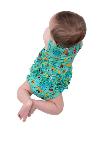 My First Beetle Bonanza™ Bamboo Ruffle Bubble Romper | Baby Girl Outfit