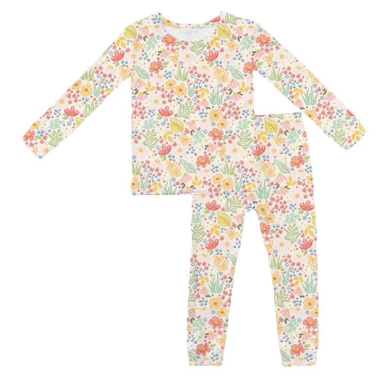 Floral pajama set on a white background