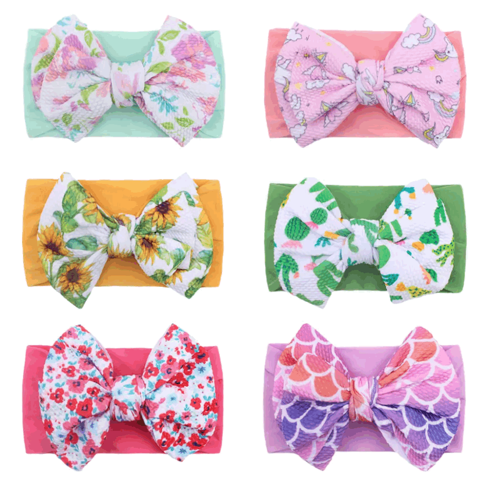 Colorful Baby Hair Bows – Soft Nylon Headbands for Girls
