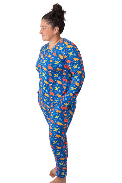 blue bamboo women's dinosaur pajamas