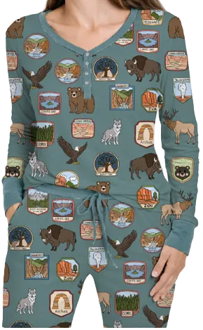 Women’s My First Adventure National Parks Long Sleeve Pajama Set | Wildlife Sleepwear | Rayn’s Tiny Stitches